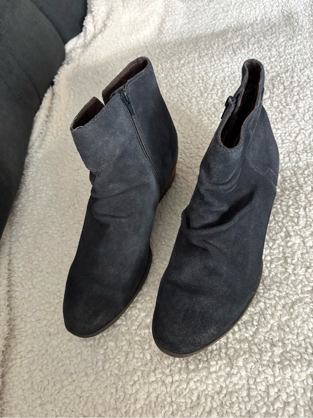 Women’s Navy Suede Ankle Boots - Classic Slip-On Style